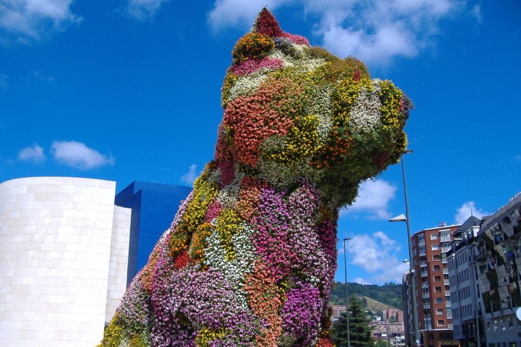 world's largest flower sculpture: Puppy. Found at the Guggenheim museum
